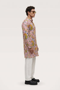 PSTL CLO Powder Pink Paisley Embroidered Short Kurta - close-up paisley embroidery detail