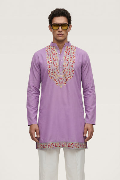 Lavender Floral Embroidered Kurta