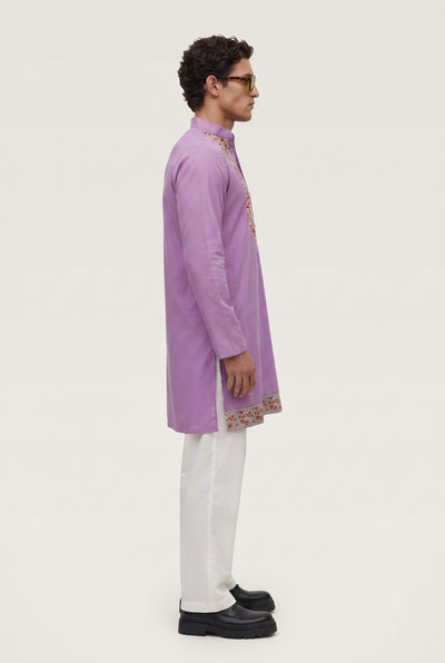 Lavender Floral Embroidered Kurta