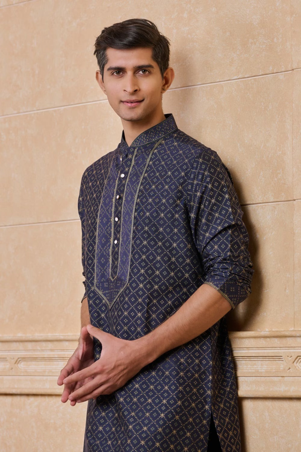 Wine All Over Geometrical Print Kurta