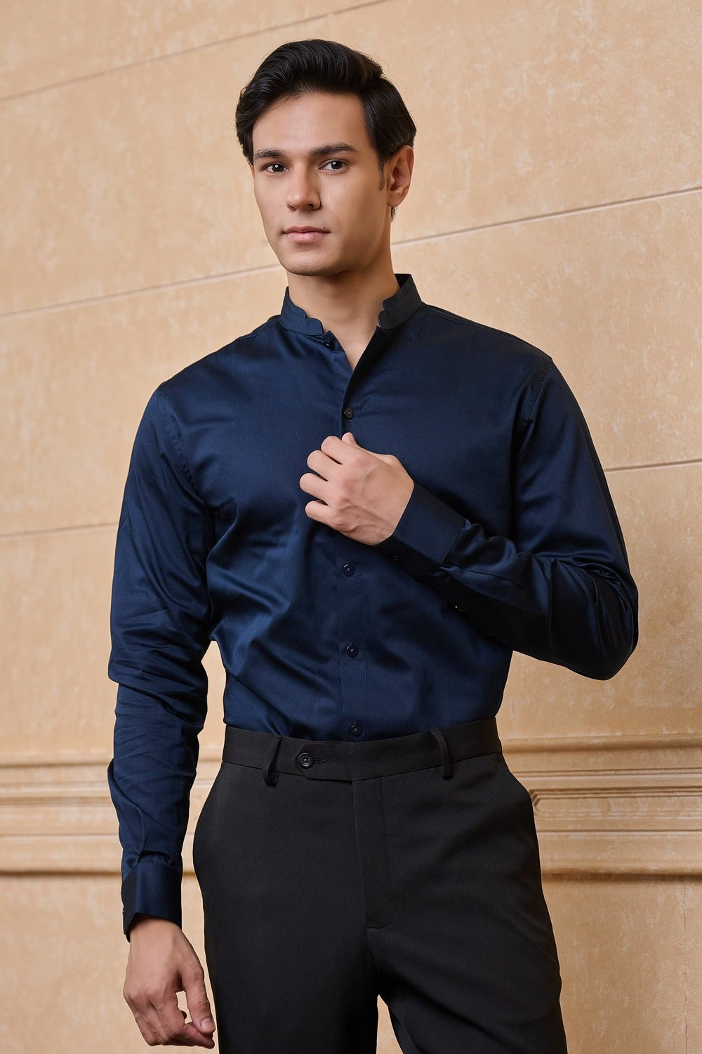 Navy Solid Casual Shirt