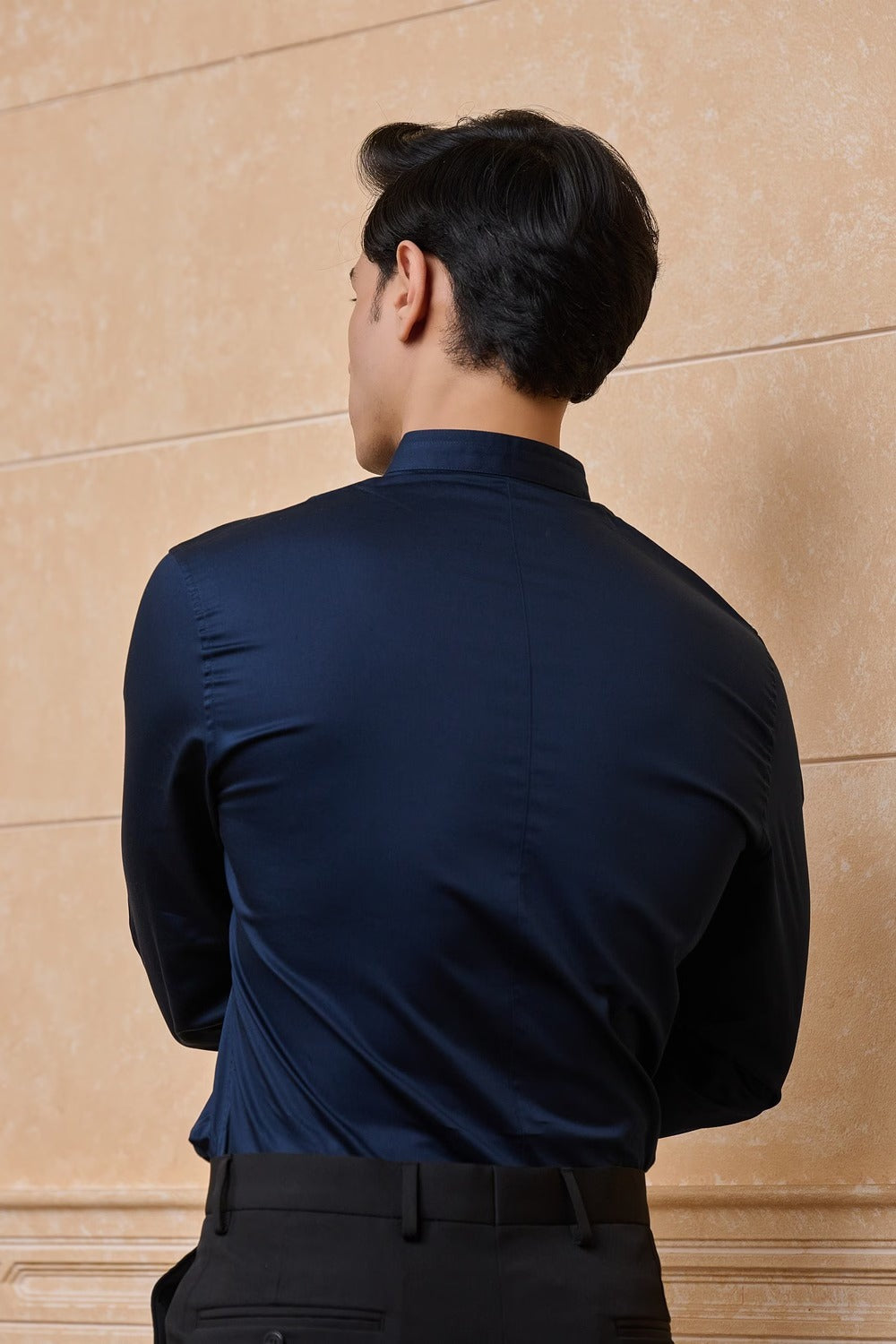 Navy Solid Casual Shirt