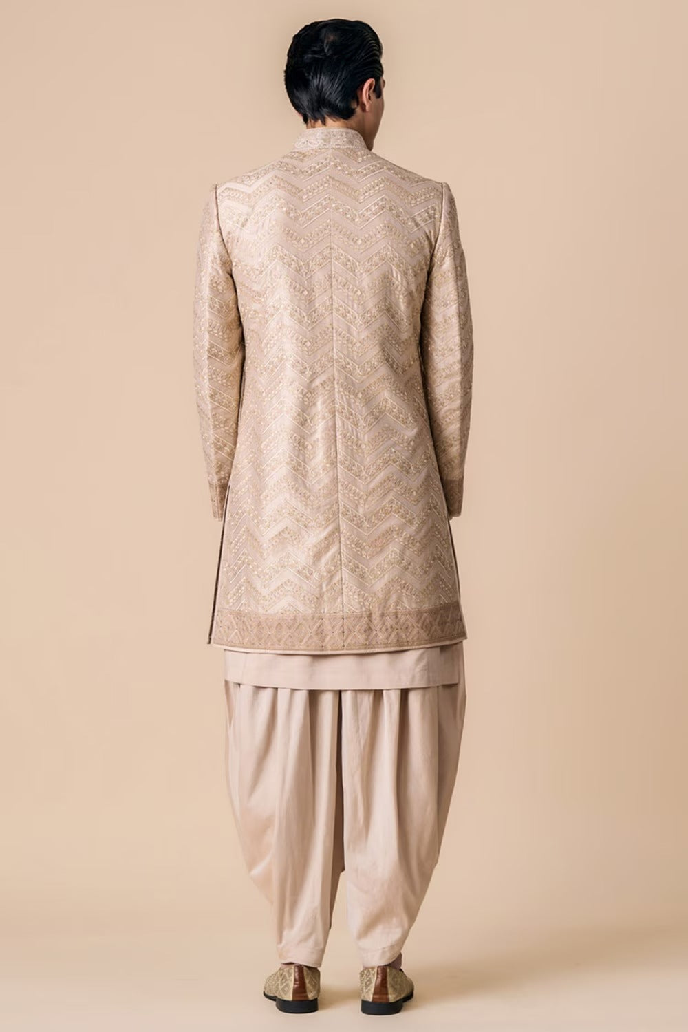 Nude All Over Embroidered Sherwani  Facebo