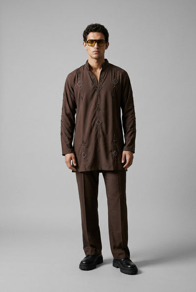 NOCTURNE COCOA embroided set