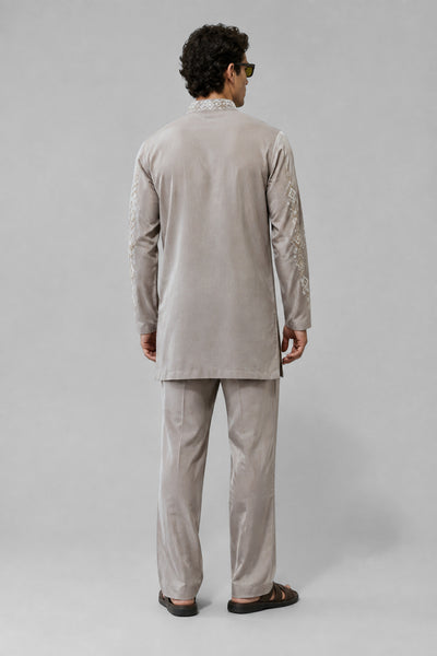 PSTL CLO Sovereign Taupe Embroidered Kurta Set - alternate view 3, festive wedding wear for men