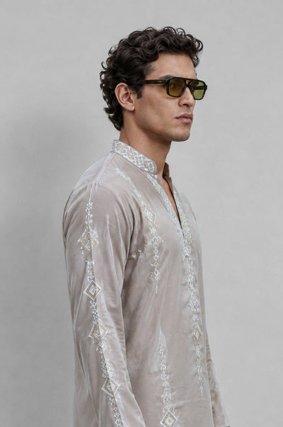 PSTL CLO Sovereign Taupe Embroidered Kurta Set - alternate view 5, festive wedding wear for men