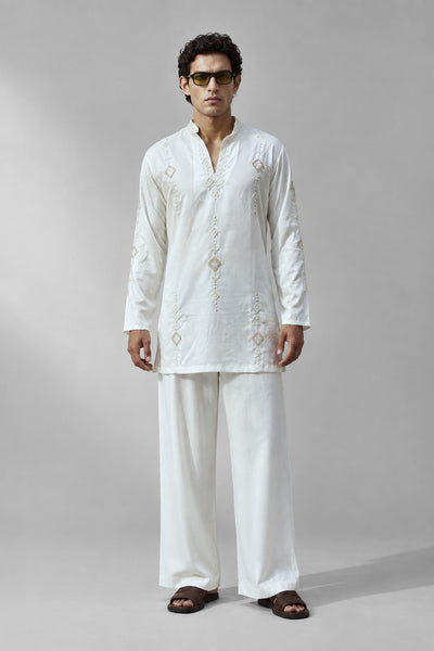 PSTL CLO Aurelius Ivory Embroidered Kurta Set - alternate view 1, festive wedding wear for men