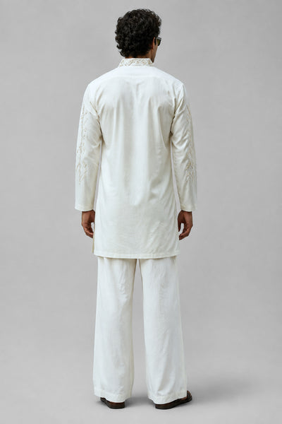 PSTL CLO Aurelius Ivory Embroidered Kurta Set - alternate view 2, festive wedding wear for men