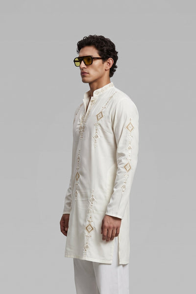PSTL CLO Aurelius Ivory Embroidered Kurta Set - alternate view 3, festive wedding wear for men