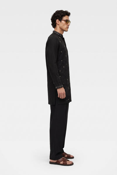PSTL CLO Noir Éclat Kurta Set - alternate view 1, festive wedding wear for men