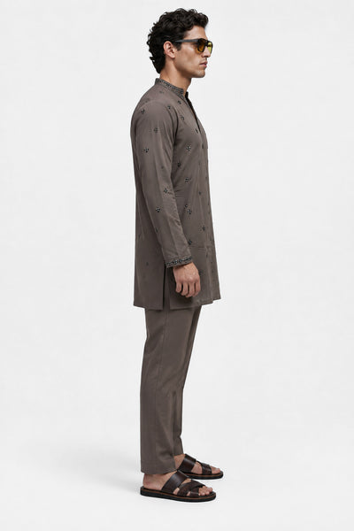 PSTL CLO Mocha Brown Kurta Set - alternate view 2, festive wedding wear for men