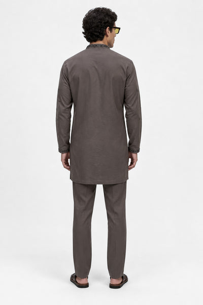PSTL CLO Mocha Brown Kurta Set - alternate view 3, festive wedding wear for men