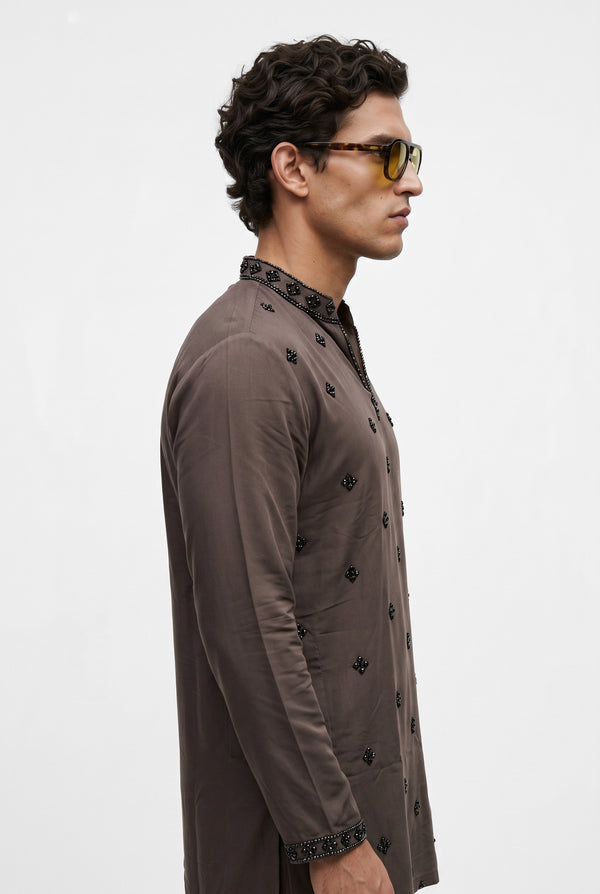 PSTL CLO Mocha Brown Kurta Set - alternate view 4, festive wedding wear for men