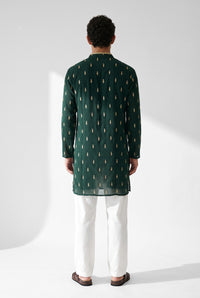 PSTL CLO Emerald Aura Kurta - back view, festive wedding wear for men