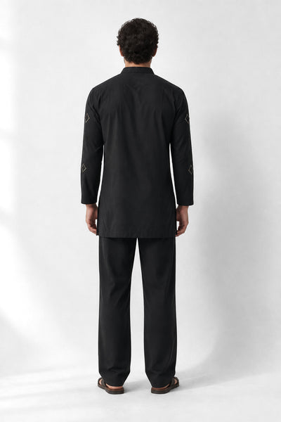 PSTL CLO Noir Royale Kurta Set - back view, festive wedding wear for men