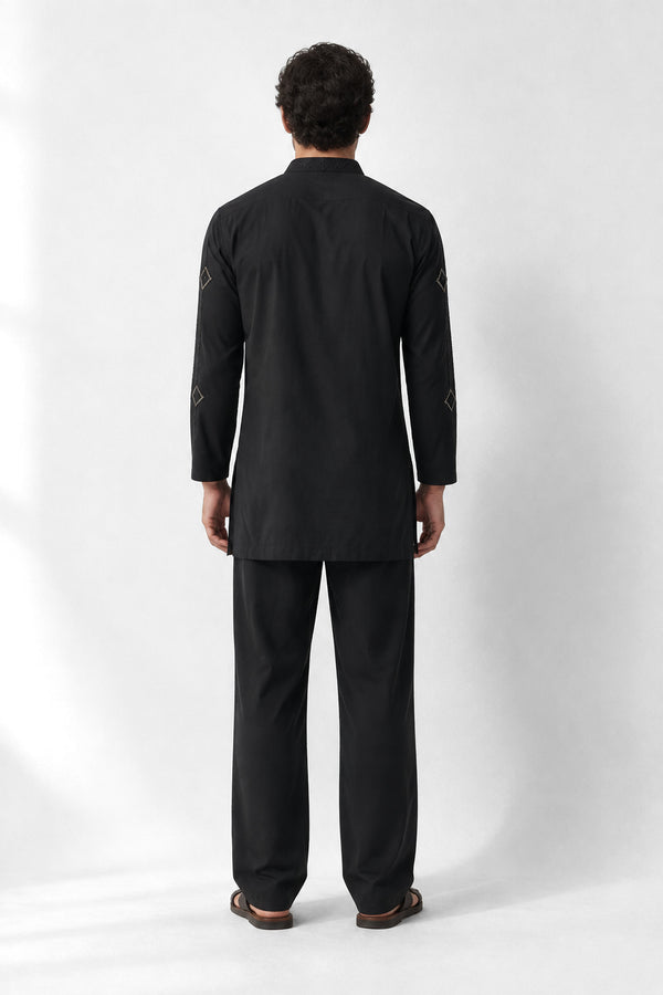 PSTL CLO Noir Royale Kurta Set - back view, festive wedding wear for men