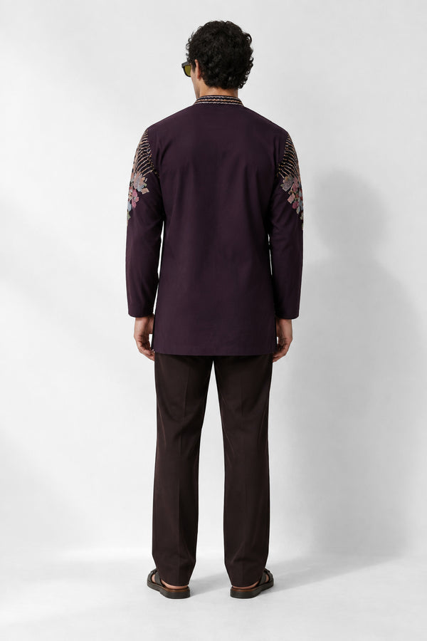 Wine Bloom Kurta Set
