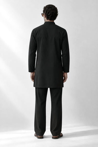 PSTL CLO Noir Élan Kurta Set - back view, festive wedding wear for men