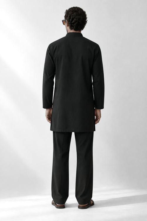PSTL CLO Noir Élan Kurta Set - back view, festive wedding wear for men