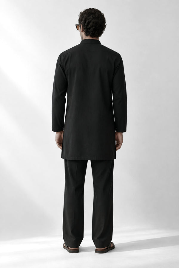 PSTL CLO Noir Élan Kurta Set - back view, festive wedding wear for men