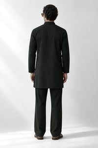 PSTL CLO Noir Élan Kurta Set - back view, festive wedding wear for men