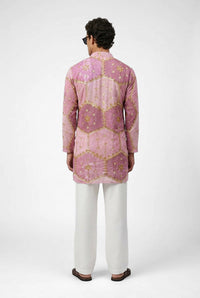 PSTL CLO Rose Royale Embroidered Kurta - back view, festive wedding wear for men