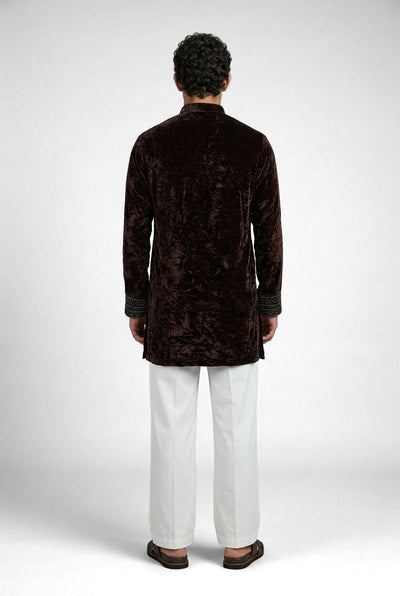 Mocha Noir Velvet Kurta Set