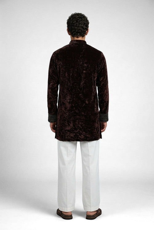 Mocha Noir Velvet Kurta Set