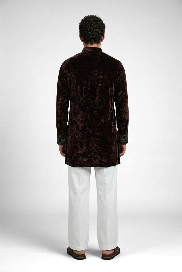 Mocha Noir Velvet Kurta Set