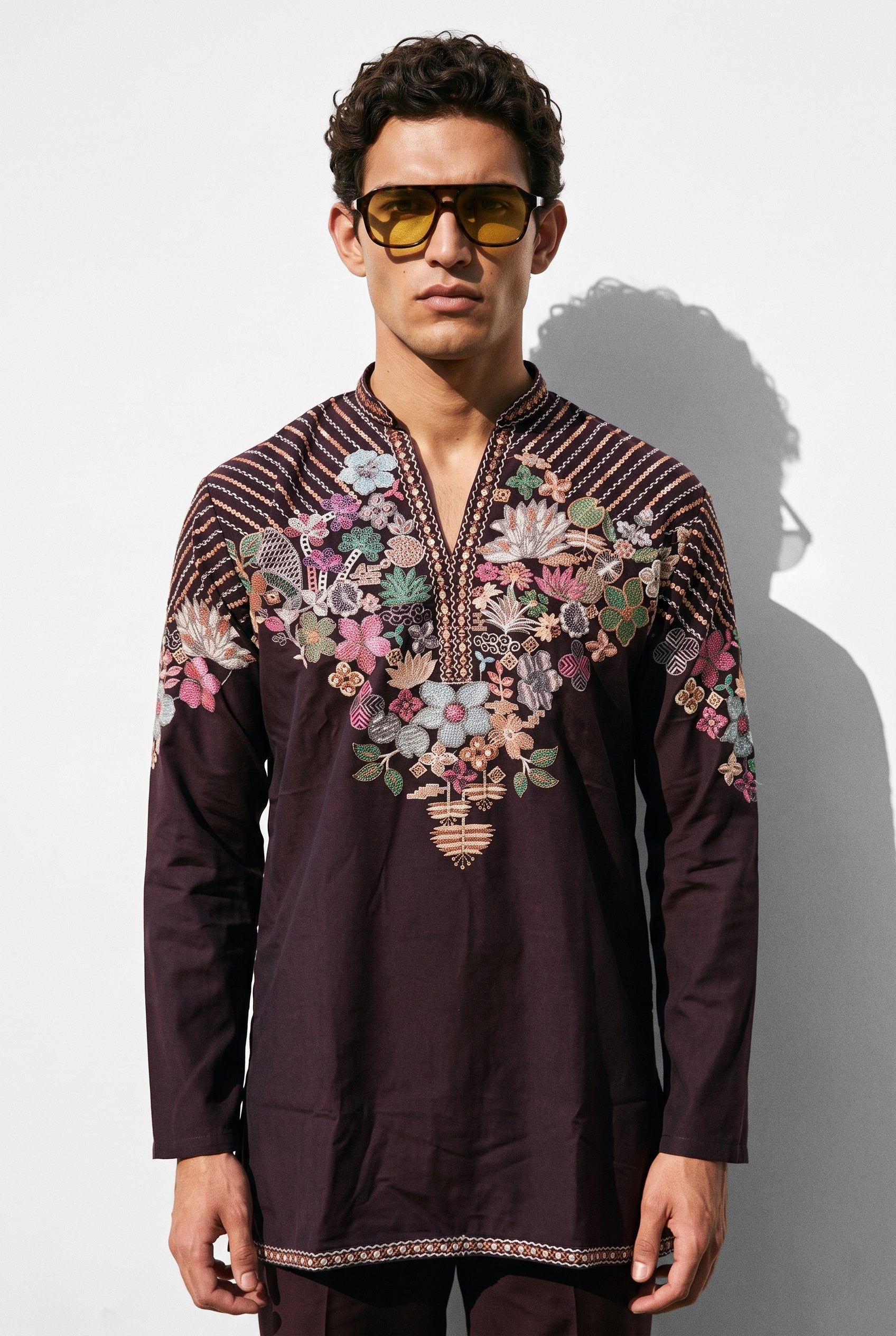 Wine Bloom Kurta Set
