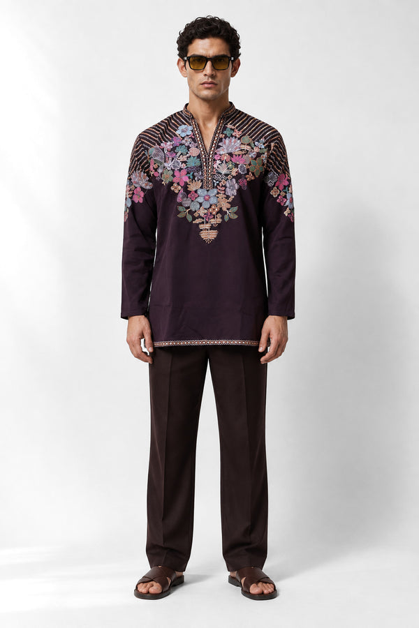 Wine Bloom Kurta Set