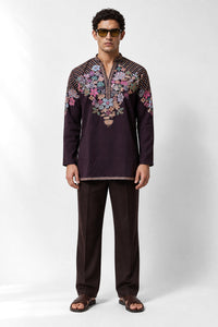 Wine Bloom Kurta Set