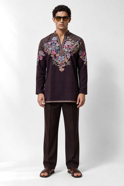 Wine Bloom Kurta Set