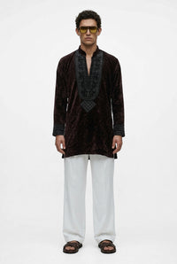 Mocha Noir Velvet Kurta Set