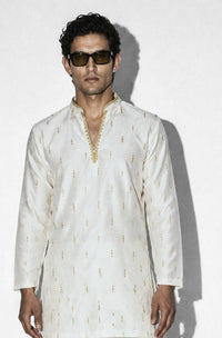 PSTL CLO Pearl Aura Kurta - alternate front view, festive wedding wear for men