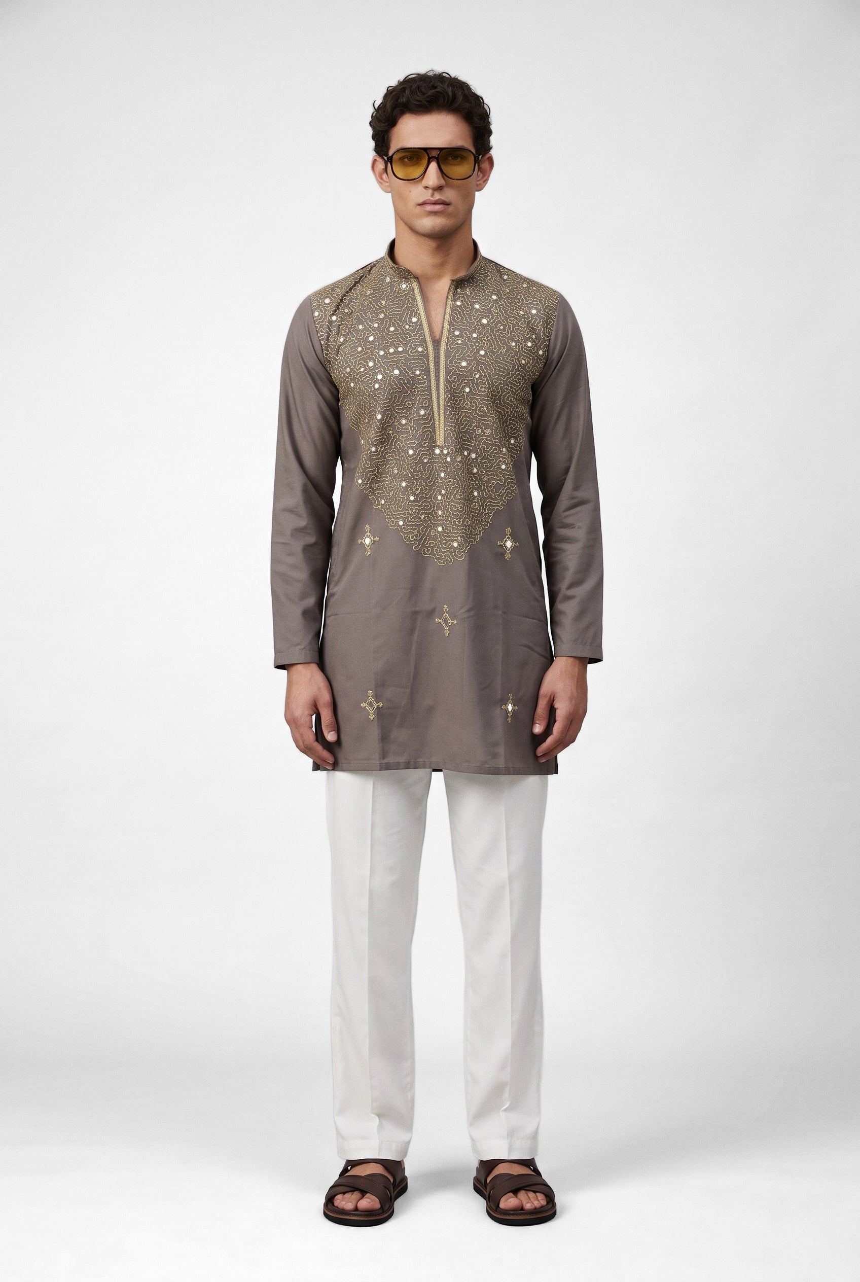 Ashen Royale Embroidered Kurta
