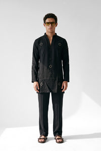 PSTL CLO Noir Royale Kurta Set - front view, festive wedding wear for men