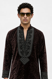 Mocha Noir Velvet Kurta Set