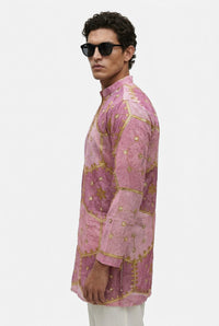 PSTL CLO Rose Royale Embroidered Kurta - left side view, festive wedding wear for men
