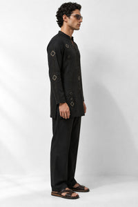 PSTL CLO Noir Royale Kurta Set - side view, festive wedding wear for men
