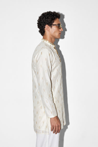 PSTL CLO Pearl Aura Kurta - side close-up view, festive wedding wear for men