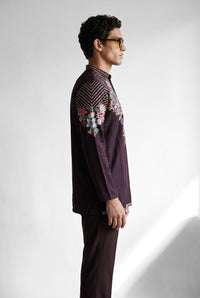 Wine Bloom Kurta Set