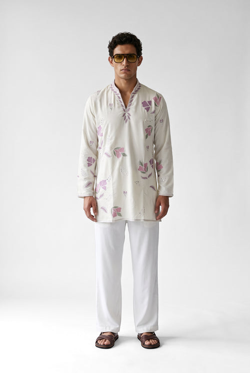 PSTL CLO Blush Botanica Embroidered Kurta Set - alternate view 1, festive wedding wear for men