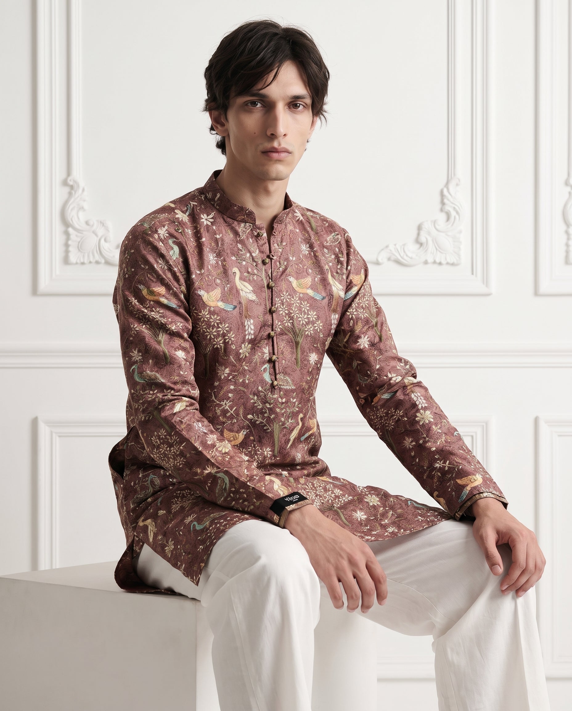 Floral and Bird Print Kurta